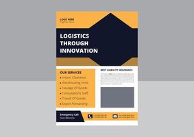 Freight Logistic Services Flyer Template. Transport Logistic service flyer design. cover, poster, leaflet, flyer design. vector