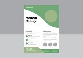 natural cosmetic flyer design template, botanic flyer design, natural beauty product promotion flyer design template. a4 template, brochure design, cover, flyer, poster, print-ready vector