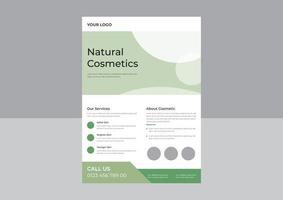 plantilla de diseño de volante cosmético natural, diseño de volante botánico, plantilla de diseño de volante de promoción de productos de belleza natural. plantilla a4, diseño de folleto, portada, volante, póster, listo para imprimir vector