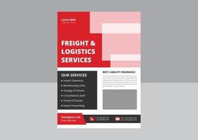 Freight Logistic Services Flyer Template. Transport Logistic service flyer design. cover, poster, leaflet, flyer design. vector