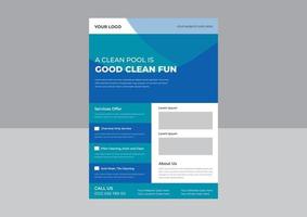 Pool cleaning services flyer template, Pool maintenance service poster leaflet design, Swimming pool cleaning service flyer design vector