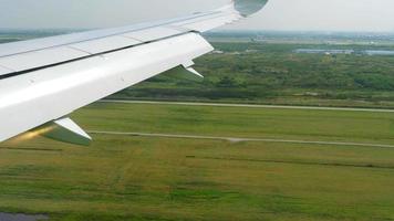 Aerial view from descending airplane video