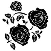 silhouette black motif rose flower vector