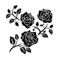 silhouette black motif rose flower vector