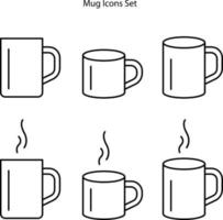 mug icons set isolated on white background. mug icon thin line outline linear beer mug symbol for logo, web, app, UI. mug icon simple sign. vector