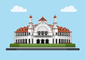 Lawang Sewu is historical building in Semarang Indonesia illustration vector
