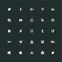 iconos de conjunto completo de redes sociales simples vector
