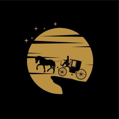 Horse carriage golden silhouette