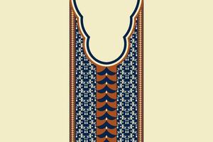 Ethnic neckline pattern vintage color geometric shape design on white cream background. Elegant tribal art for shirts. vector