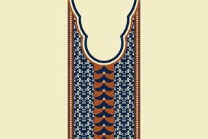 Ethnic neckline pattern vintage color geometric shape design on white cream background. Elegant tribal art for shirts. vector