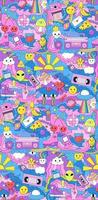 Abstract seamless pattern with cartoon characters, retro and vintage objects. Hand drawn doodles. 80s - 90s trendy style vector illustration.