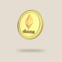 Ethereum coin isolated on clear background. photo