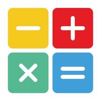 Mathematics. Full color calculator icon for calculator app interface design. Basic elements of graphic design. plus, minus, times equal. Editable vector in EPS10