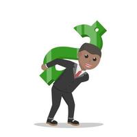 businessman african carrying the gold dollars design character on white background vector