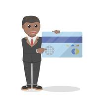 businessman african showing card design character on white background vector