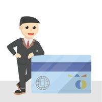 empresario y personaje de diseño de tarjeta de crédito sobre fondo blanco vector