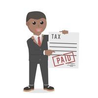 businessman african paid the tax design character on white background vector