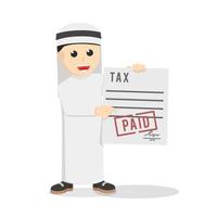 businessman arabian paid the tax design character on white background vector