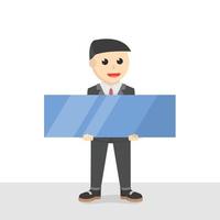 businessman holding sign board design character on white background vector