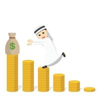 businessman arabian on barchart design character on white background vector