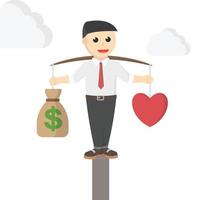 businessman balance between work and life design character on white background vector