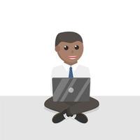 businessman african work by laptop design character on white background vector