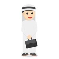 businessman arabian hold brief case design character on white background vector