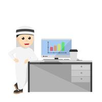 businessman arabian leaning on table desk work design character on white background vector