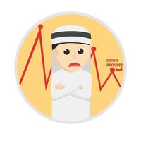businessman arabian in circle down progress design character on white background vector