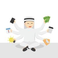 businessman arabian relaxation balancing design character on white background vector