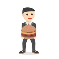 businessman carrying big lunch design character on white background vector