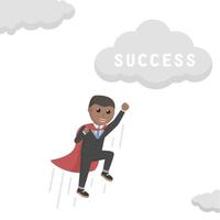 businessman african super flying to success design character on white background vector