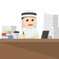 businessman arabian work many tasks design character on white background