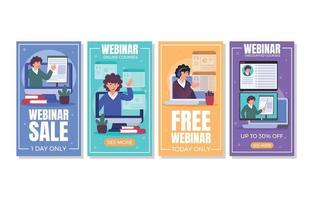 Webinar Sale Social Media Story Templates vector