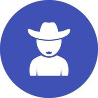 Boy in Cowboy Hat Circle Background Icon vector
