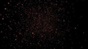 Loop moving many glow orange stars particles. video
