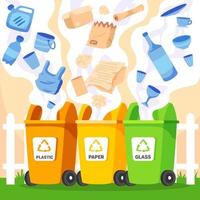 concepto de reciclaje de basura en casa vector