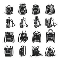 Backpack icons set, simple style vector