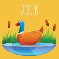 Duck concept background, cartoon style vector