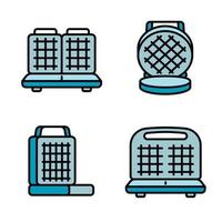 Waffle-iron icons set, outline style vector