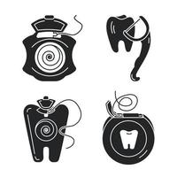 conjunto de iconos de hilo dental, estilo simple vector