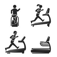 Treadmill icon set, simple style vector