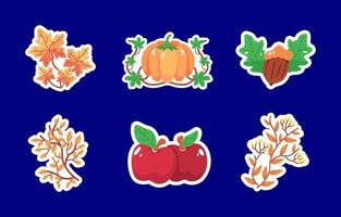 Fall Floral Stickers Set vector