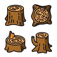 Stumps icons set, outline style vector