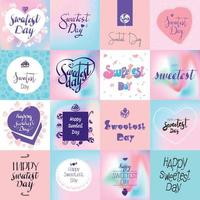 Sweetest day logo set, simple style vector