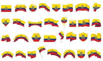 iconos de ecuador establecer vector de dibujos animados. bandera de vacaciones