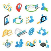 Internet isometric 3d icons set vector