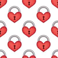 seamless pattern of red locks with hearts vector
