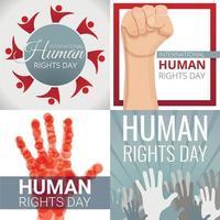 Rights day banner set, cartoon style vector