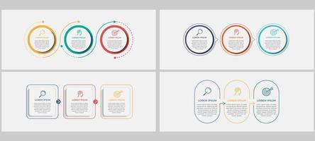 Business Infographics set bundle with 3 options or steps vector